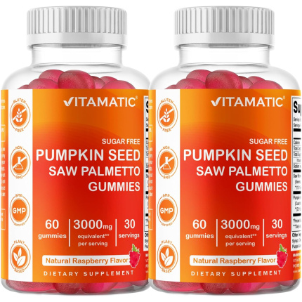 Vitamatic 無糖南瓜籽軟糖 - 每份相當於3,000mg 南瓜籽萃取 - 60粒 x 2罐