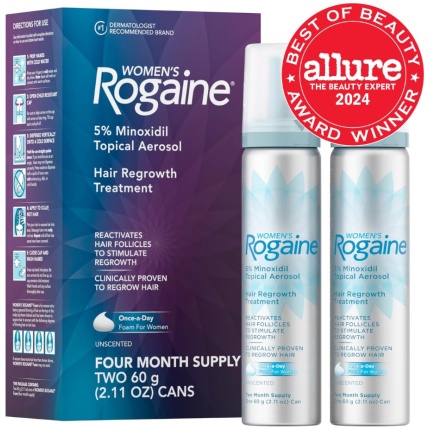 Rogaine 女士專用 5% Minoxidil 泡沫 (2pcs x 2 安士) 4 個月用量 | 幫助女性再生更豐盈、更濃密的頭髮