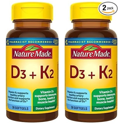 Nature Made 維生素 D3 與 K2，5000 IU 125 微克 x 30 粒軟膠囊 (2 瓶裝)