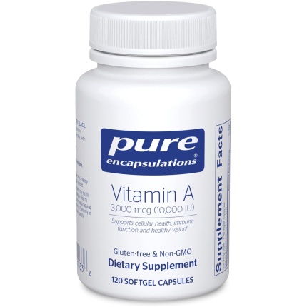 Pure Encapsulations Vitamin A - 3,000 mcg - from Cod Liver Oil - Immune & Vision Support* - Vitamin A Palmitate Supplement - Non-GMO - 120 Softgel Capsules