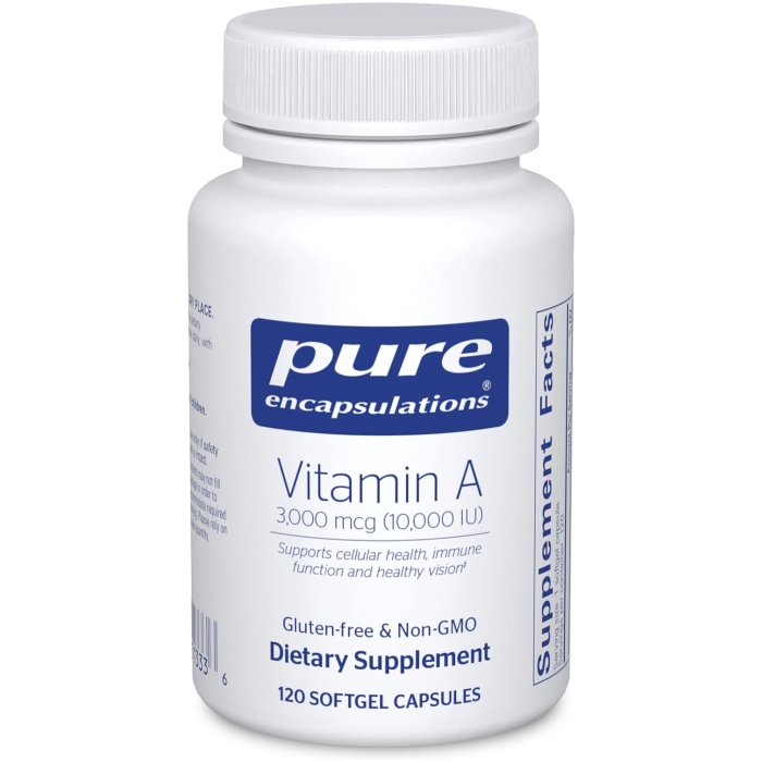 Pure Encapsulations Vitamin A - 3,000 mcg - from Cod Liver Oil - Immune & Vision Support* - Vitamin A Palmitate Supplement - Non-GMO - 120 Softgel Capsules