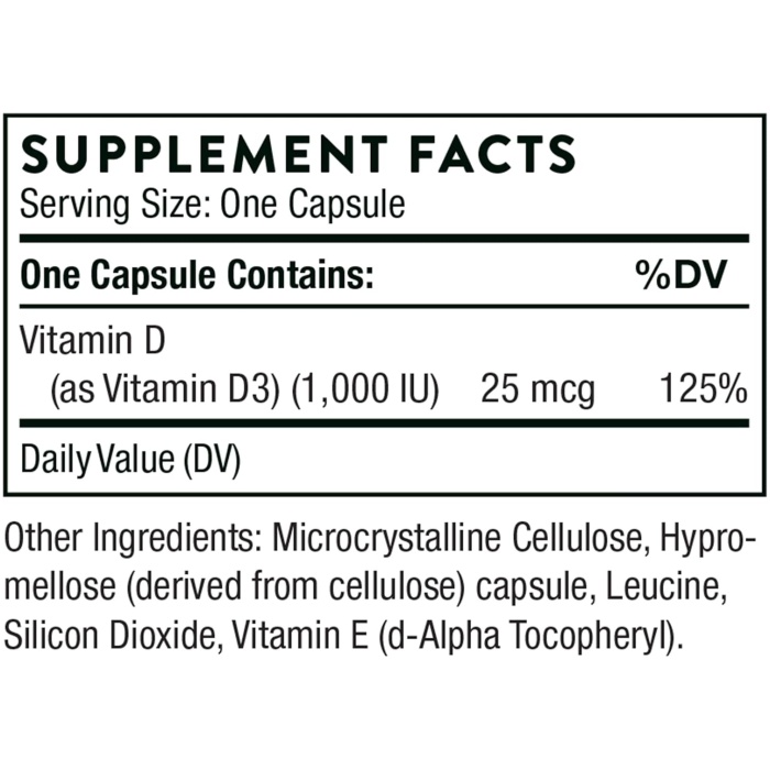 THORNE 維生素 D3 補充品 1000 IU x 90 粒膠囊
