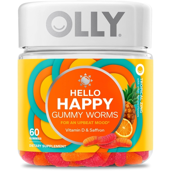 OLLY Hello Happy 快樂軟糖蟲成人咀嚼補充品 熱帶風味 x 60 粒裝