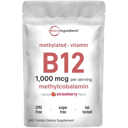 Micro Ingredients 維他命b12 1000微克 | 活性甲基b12 X 365粒 (1年份量)