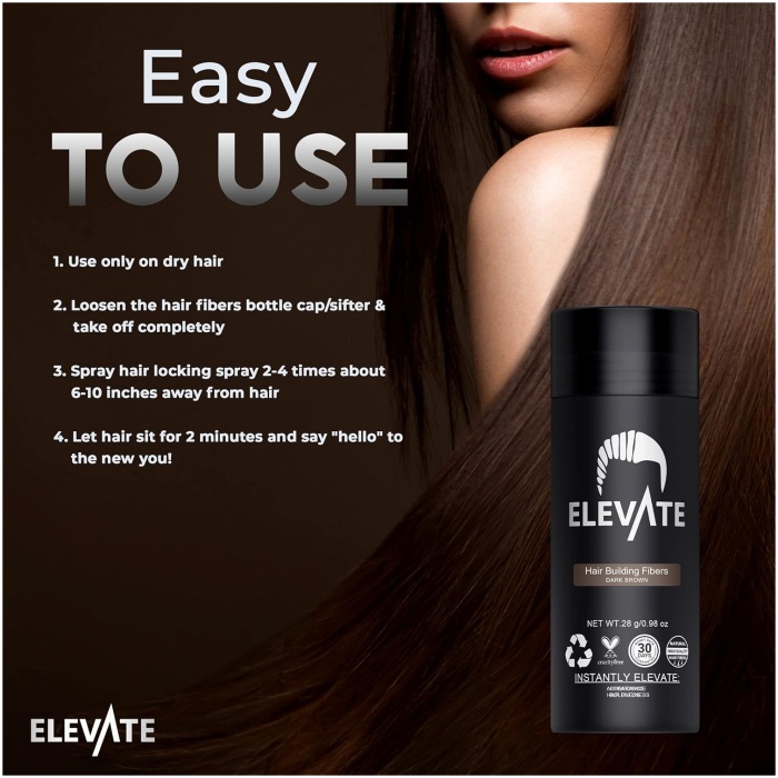 Elevate 角蛋白增髮纖維 - 深棕色 (28公克)